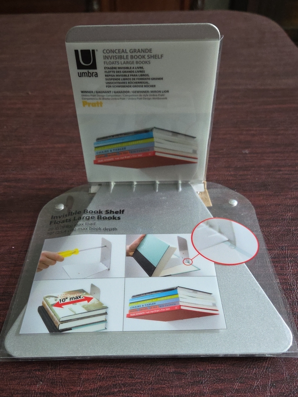 Umbra Conceal Grande Invisible Book Shelf - Silver Finish